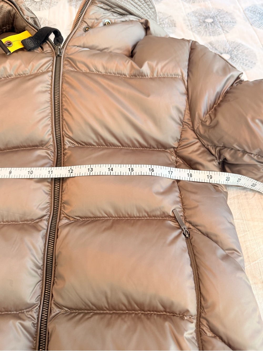 Parajumpers Puffer Hooded Longline Coat in Taupe - Picture 14 of 15